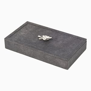 Caja Thalia rectangular con tapa y nudo plateado de Pinetti