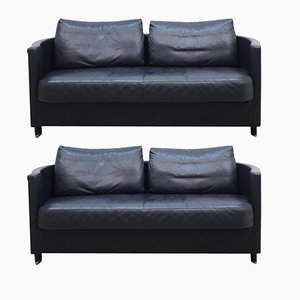 Black Real Leather Sofas by Jan Armgardt for de Sede, Switzerland, Set of 2