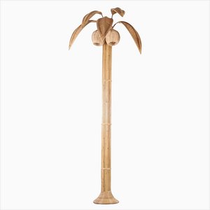 Large Rattan Palm Tree Sconce, 1980s