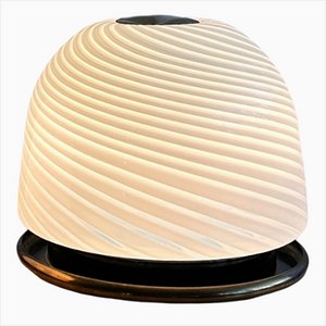 White Swirl Bell Shaped Murano Glass Table Lamp from Vetri, 1970s