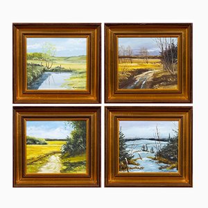 Peintures Mid-Century The Season, Danemark, Set de 4