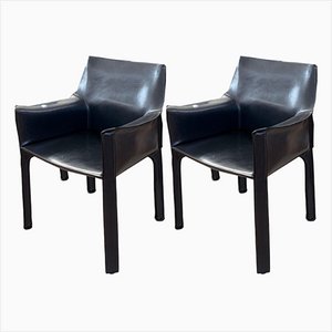 Cab 414 Armchairs by Mario Bellini for Cassina, 1977, Set of 2