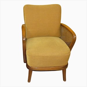 Yellow Cocktail Chair with Viennese Wickerwork, 1950s