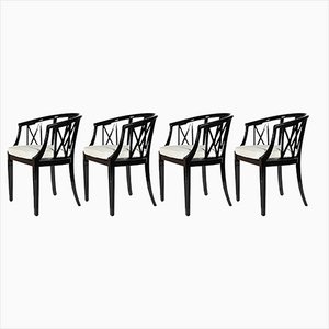 Black & White Armchairs from Wiener Werkstätten, 1950s, Set of 4