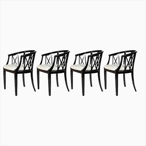 Fauteuils Noirs et Blancs de Wiener Werkstätten, 1950s, Set de 4