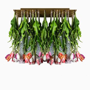 Große Flower Power Deckenlampe aus Muranoglas & künstlichen Tulpen von VGnewtrend