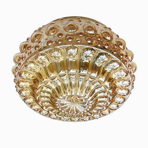 Ceiling or Wall Lamp in Amber-Colored Glass, 1970s