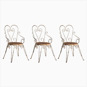 Garden Chairs with Armrests, 1920s, Set of 3