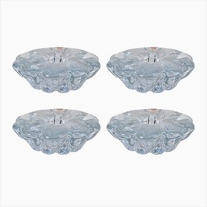 Bougeoirs Vintage en Verre par Sidse Werner pour Holmegaard Isblomst, 1970s, Set de 4