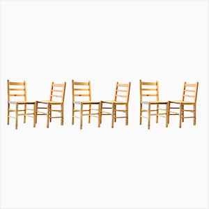 Mountain Chairs in Fir in the style of Perriand, France, 1960s, Set of 6