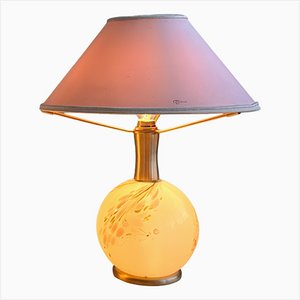Murano Glass Table Lamp with Brass Base and Empire Shade by La Murrina, 1970s