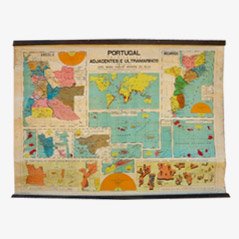 Cartina scolastica vintage del Portogallo, anni '40