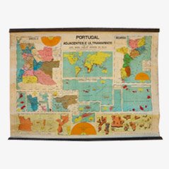 Vintage Portugal School Map, 1940s