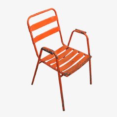 Chaise Industrielle Vintage en Acier Orange, 1950s