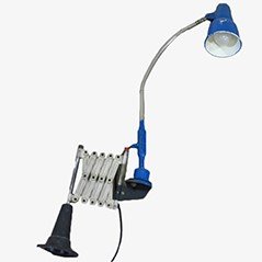 Lámpara de trabajo industrial con brazo de tijera, años 50