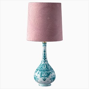 Royal Delft Green Delvert Table Lamp, New Liberty Pink Peacock Lampshade