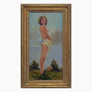 Ettore Ricci, Nudo, Oil on Canvas, Framed