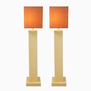 Lacquered Wood Floor Lamps, 1970s, Set of 2