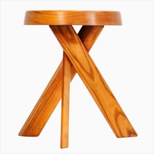 Early S31 Stool in Elm by Pierre Chapo, France, 1970s