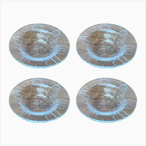 Bols Vintage en Verre avec Motif Floral par Ann Wärff pour Kosta Boda, Suède, Set de 4