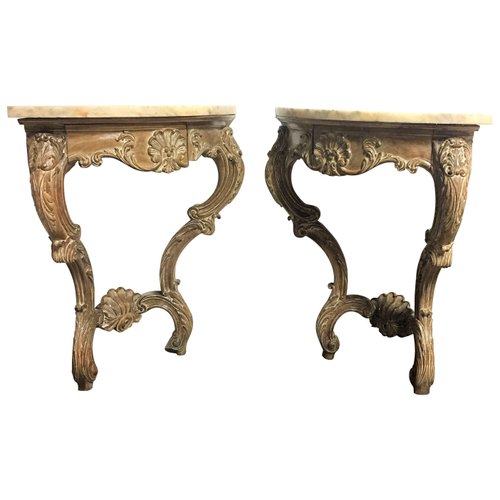Early 20th Century Rococo French Hand, Corner Console Table With Drawers