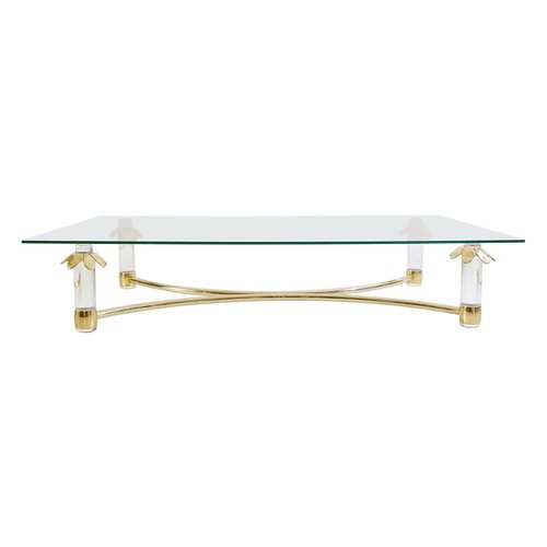 Rectangular Glass Coffee Table With Bronze And Acrylic Frame Italy 1980s For At Pamono Rectangular Glass Coffee Table With, Large Rectangular Glass Coffee Table