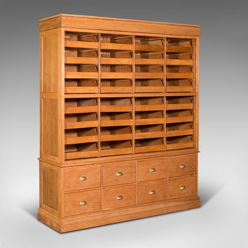 Large Antique Oak Haberdashery Cabinet for sale at Pamono