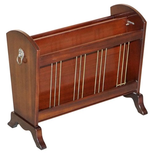 Mid-Century Modern Adjustable Magazine Rack with Lion's Head Handles ...