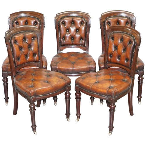 Leather chesterfield cheap dining chairs