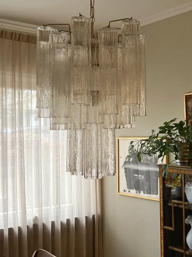 Murano Glass Chandelier with Tubular Prisms