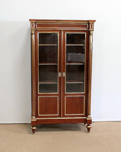 Small Louis Xvi Style 2 Door Bookcase, Antique French Bookcase With Glass Doors