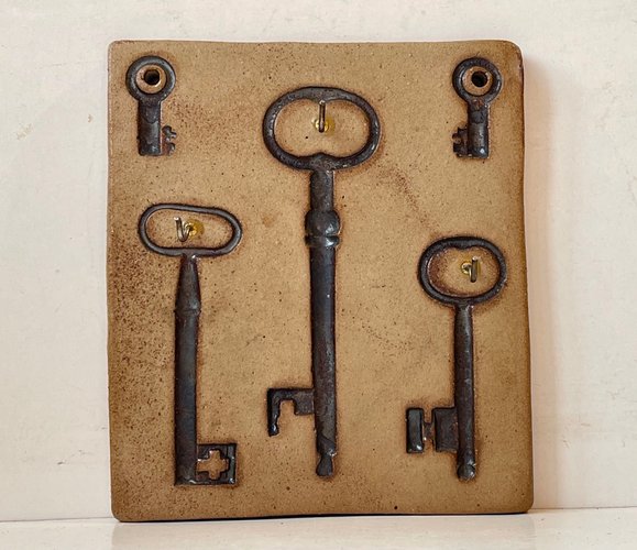 Vintage Scandinavian Ceramic Wall Key Holder by Ulla Lonow for sale at