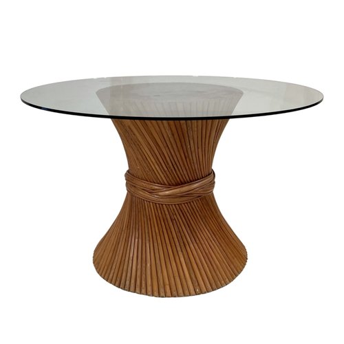 Bamboo Wheat Sheaf Pedestal Base, Outdoor Table Base For Glass Top