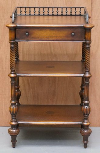 Whatnot Side Table With Leather Inlay, Theodore Alexander Etagere Bookcase
