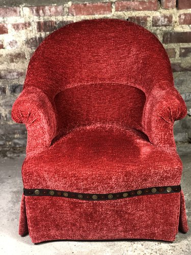 Napoleon III Crapaud Armchair in Red Velvet 1940s for sale at Pamono