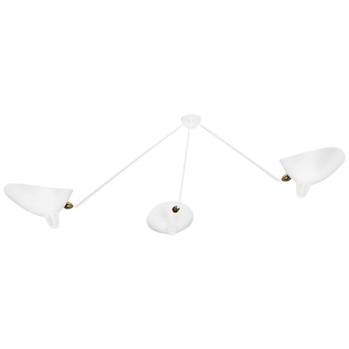 White Spider Lamp With Three Fixed Arms, Spider Light Fixture White
