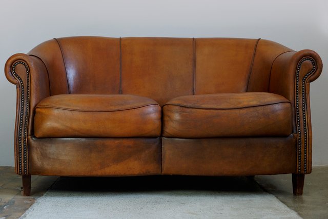 Sheep Leather Two Seater Sofa From, Petite Leather Sofa