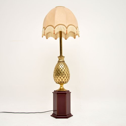 Vintage French Brass Table Lamp 1970s, Umbrella Little Girl Table Lamps