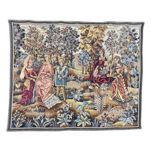 Tapisserie Murale Florale Médiévale – Jardin Français, 78x68 Cm, Coton, Vintage