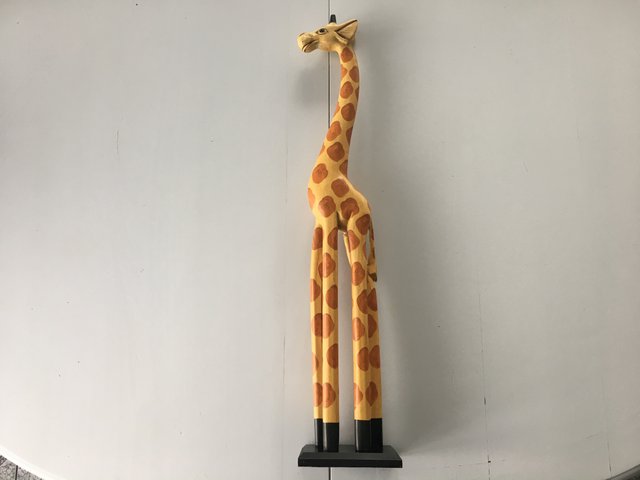 Delivery In About 8 Days. Four Feet Tall Wood Carved Giraffe 