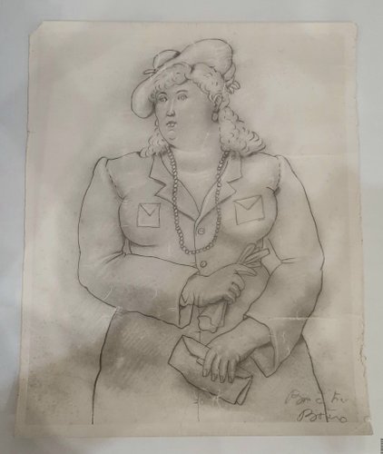 Fernando Botero, Femme, Matita su carta in vendita su Pamono