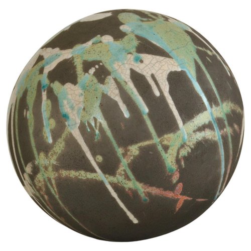 Sphere firing raku dark yellow ceramic globe Ball ceramic raku pottery