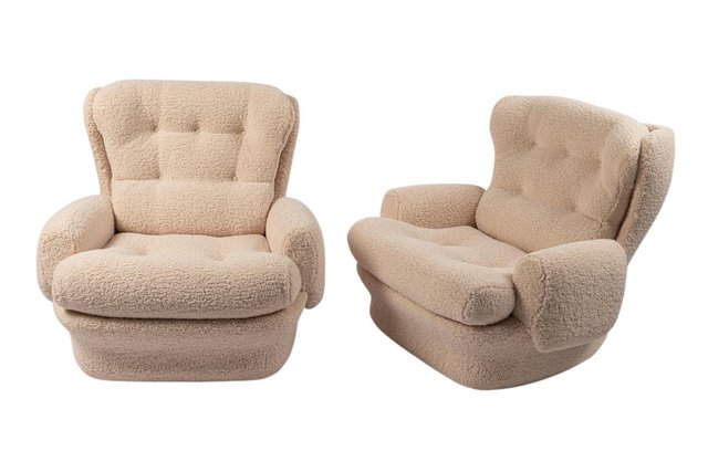 Armchairs In Faux Sheepskin 1970s Set, Best Chairs Inc Recliner Parts