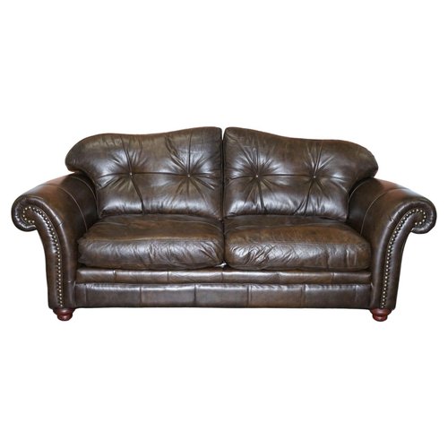Brown Leather 2 Seat Chesterfield Sofa, Sedona Leather Sofa