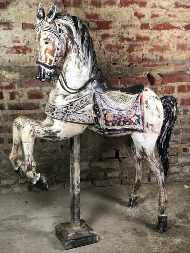 Carved Wooden Carousel Horse For At Pamono - Carousel Horse Home Decor