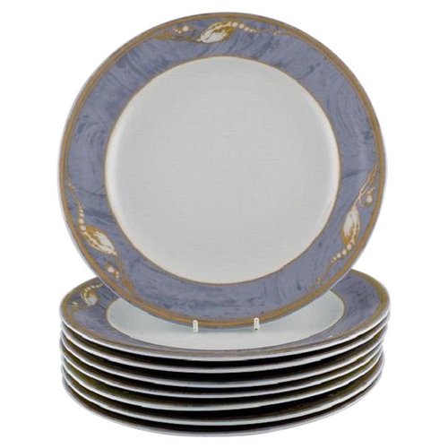 Royal Copenhagen Gray Magnolia Porcelain Dinner Plates, Set of
