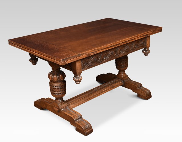 Oak Draw Leaf Refectory Table For, Antique Wood Table With Pull Out Leaves