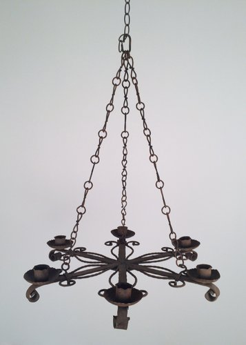 Wrought Iron Chandelier With 5 Candle Holders 1920s For Sale At