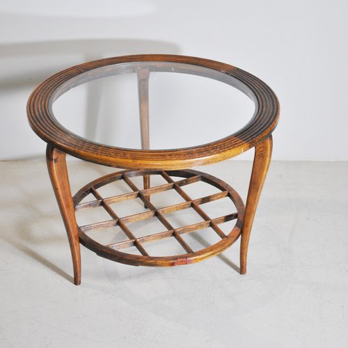 Wooden Coffee Table With Glass Top By Paolo Buffa 1950s For At Pamono Wooden Coffee Table With Glass Top By, Vintage Cane Coffee Table With Glass Top