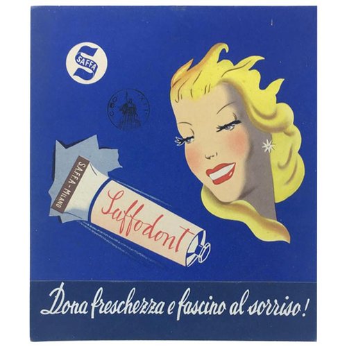 MidCentury Italian Saffa Carton Toothpaste Advertising, 1950s for sale